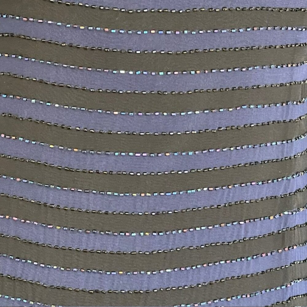 Vintage 100% Silk Beaded Formal Gown Y2K Black & Blue Front Slits Sparkly Size 4 - Picture 4 of 10